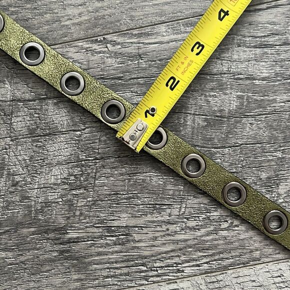 Marlon Vera Pelle Metallic Green Black Leather Belt Italy Sz 85 NWT